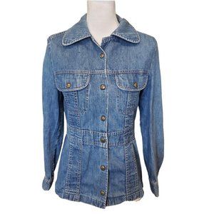 Vintage 70s Womens Denim Jean Jacket Snap Closure Flap Pockets‎ Maverick XS/S